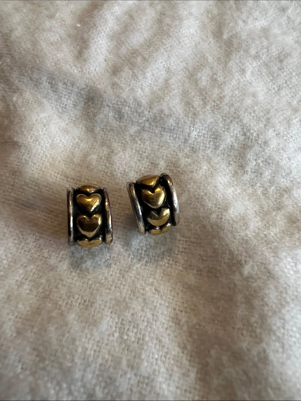 Brighton Three-Tone Heart Spacer Beads- Gold, Silver and Black
